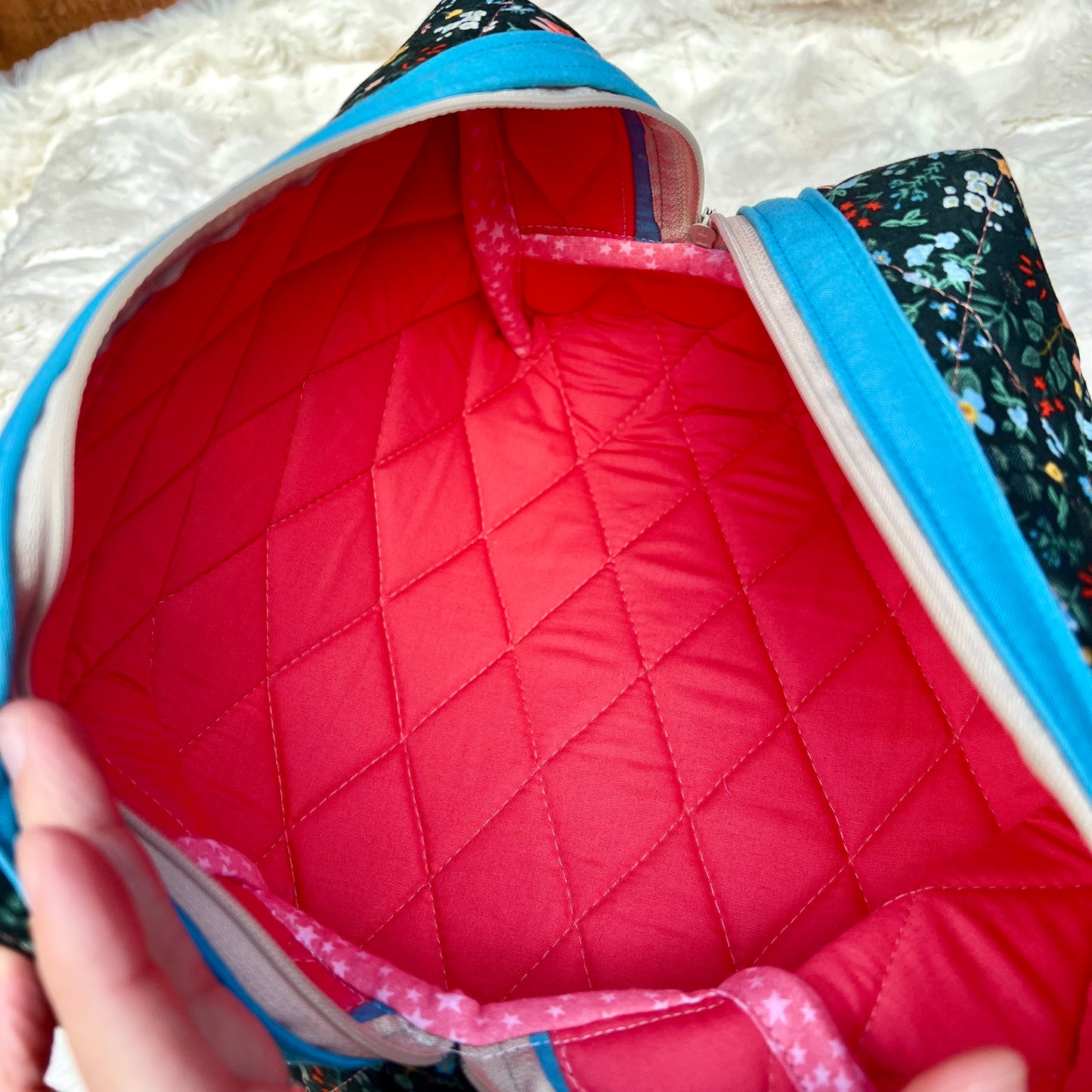 Small Floral Rifle Paper Co Large Boxy Zippered Quilted Pouch