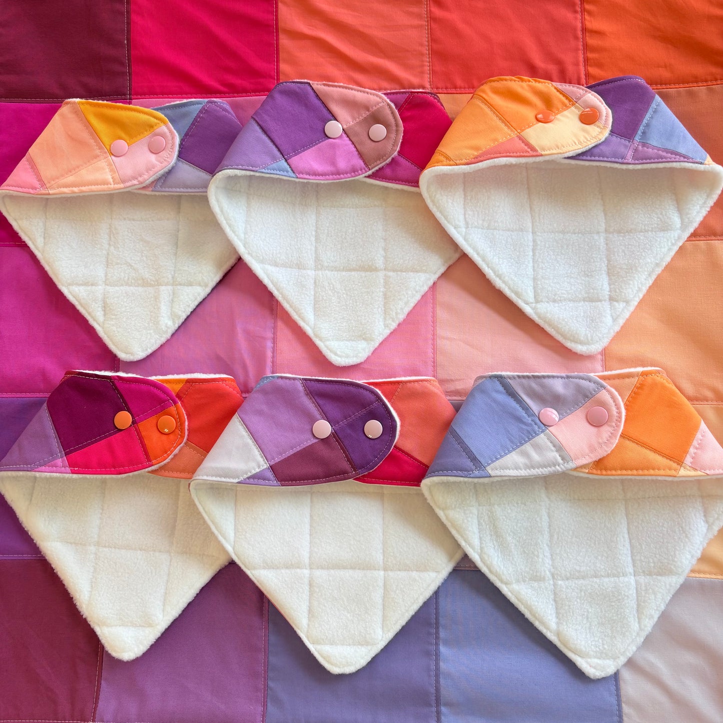 Warm Color Block Patchwork Bandana Bibs
