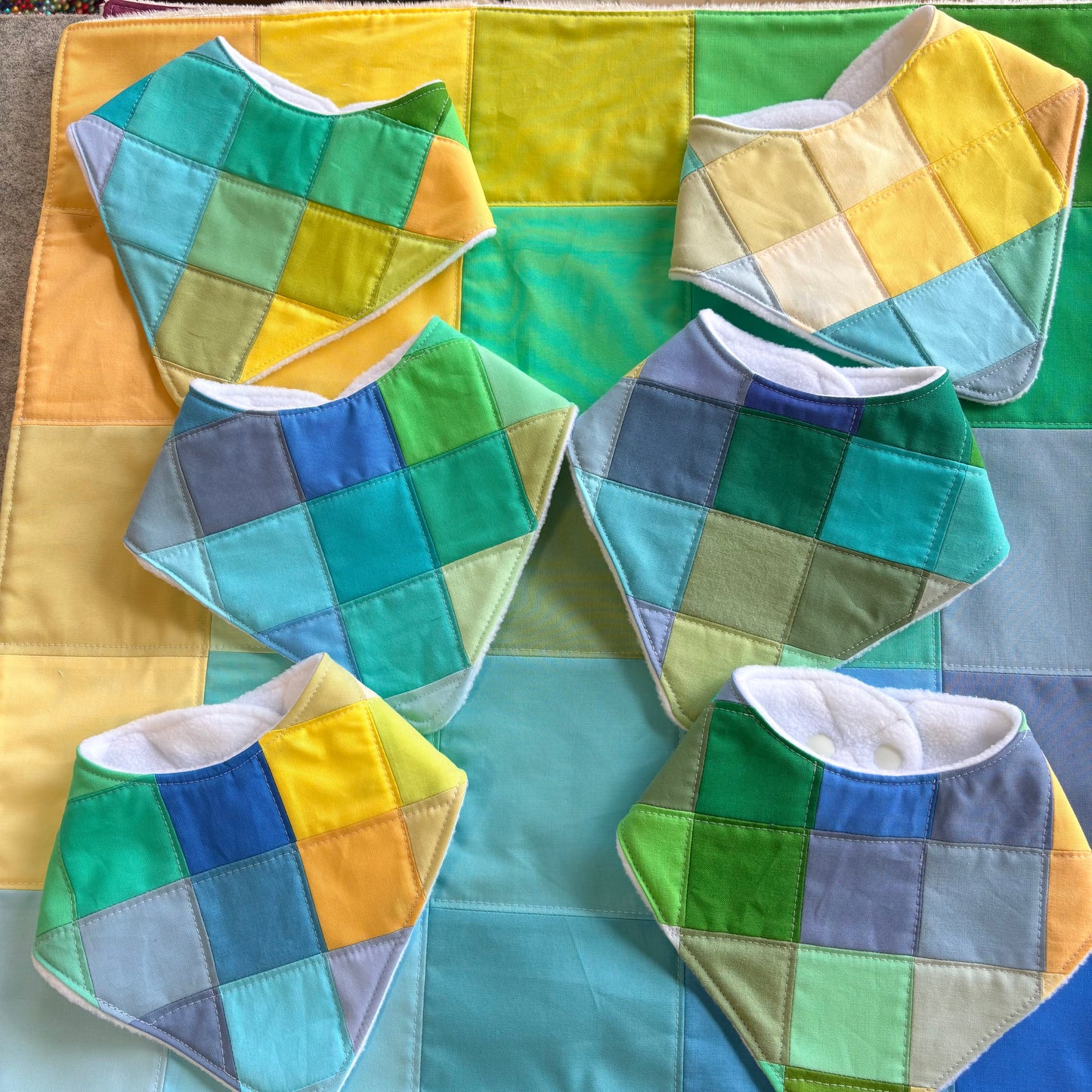 Cool Color Block Patchwork Bandana Bibs