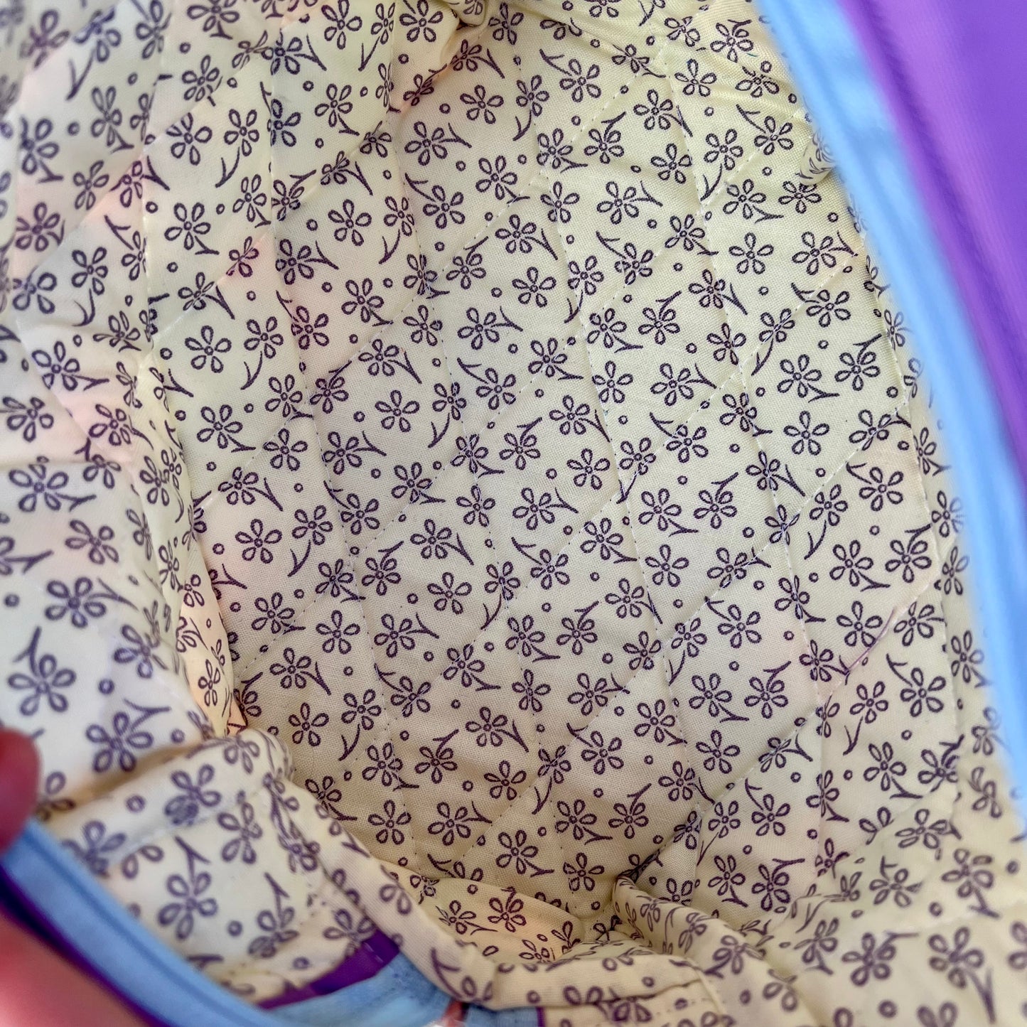 Green Floral Rifle Paper Large Boxy Zippered  Quilted Pouch