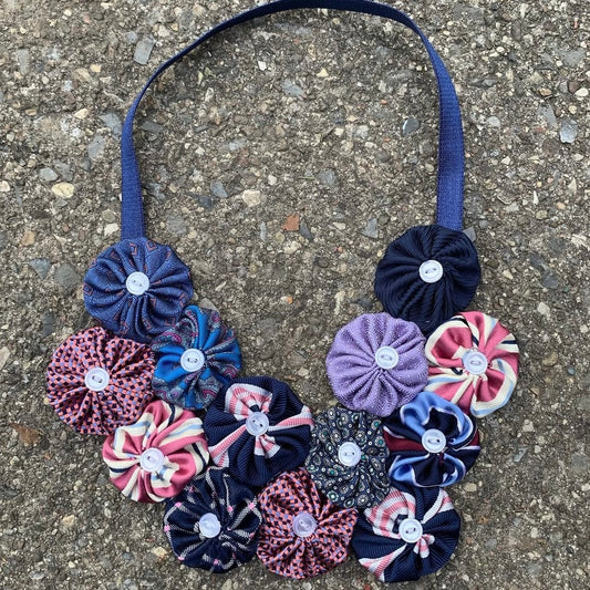 Yo-Yo Tie Necklaces with Pearlized Buttons