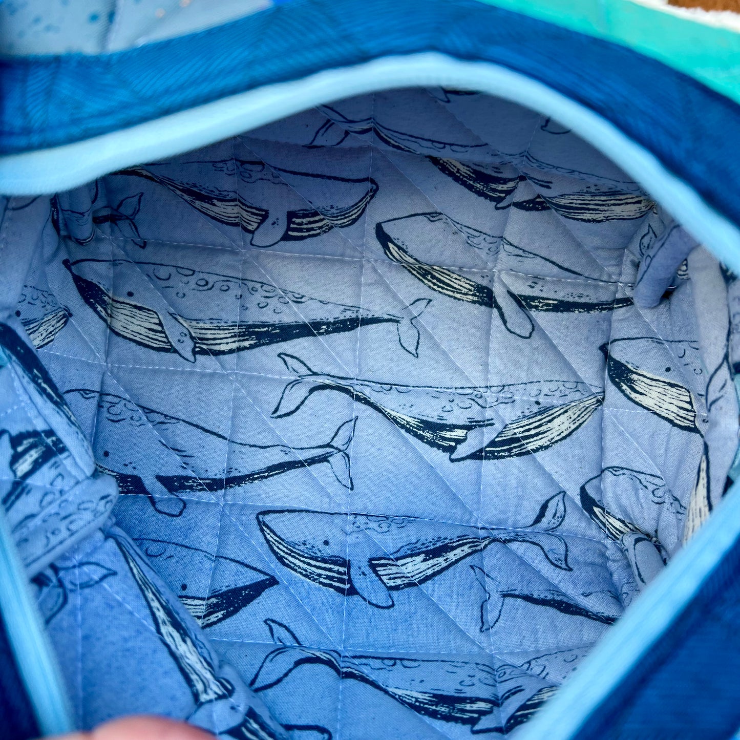 Cool Colors Large Boxy Zippered  Quilted Pouch