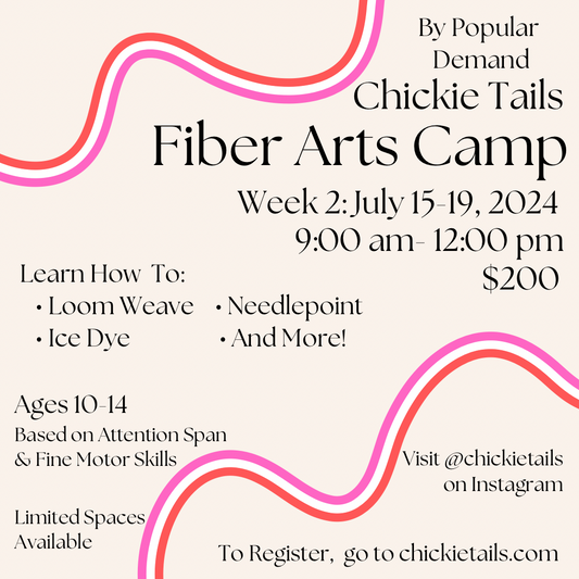 Fiber Arts Camp July 15-19: 9am-noon, Ages 10-14