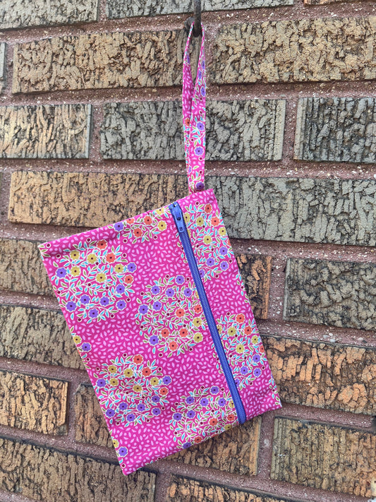 Small Zippered  Wristlet with Strap