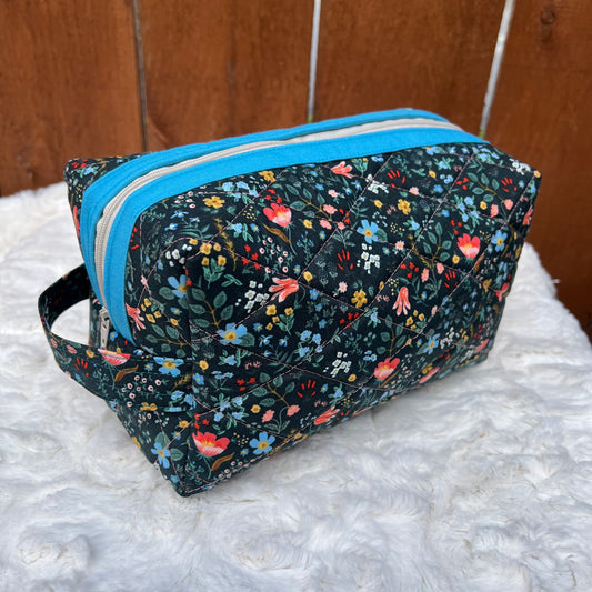 Small Floral Rifle Paper Co Large Boxy Zippered  Quilted Pouch
