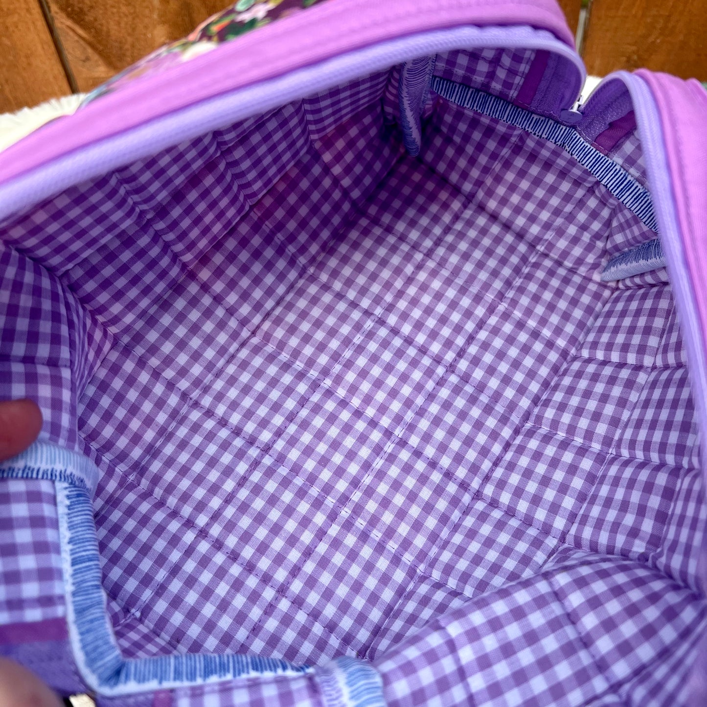 Purple Rifle Paper Large Boxy Zippered  Quilted Pouch