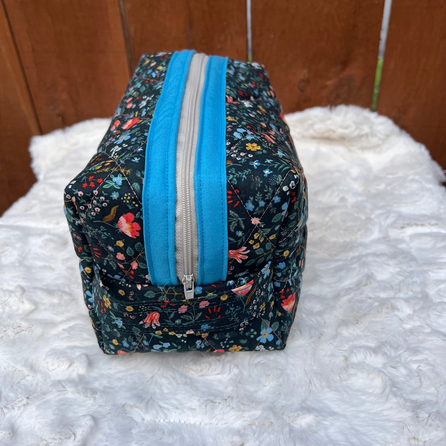 Small Floral Rifle Paper Co Large Boxy Zippered  Quilted Pouch