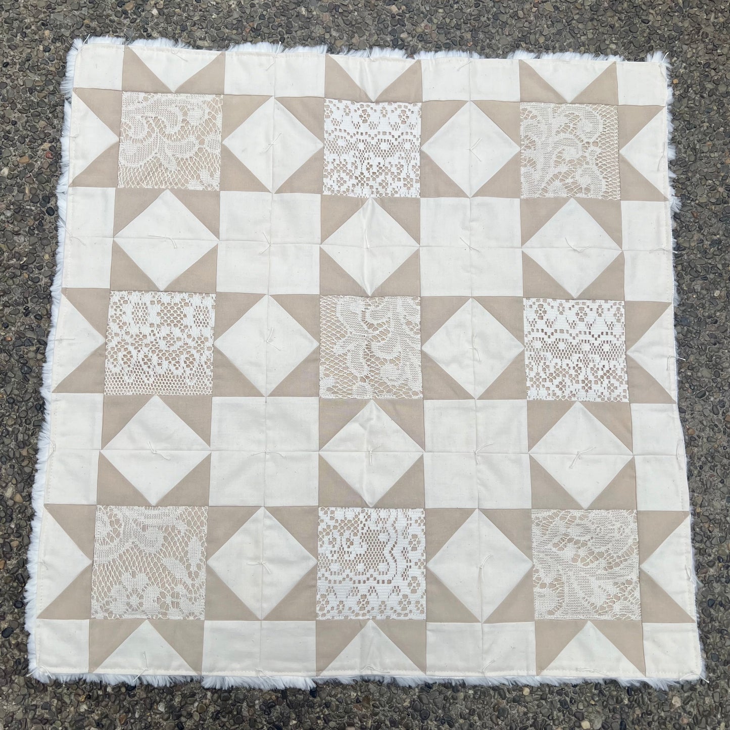 Vintage Lace Hand Tied Stroller Quilt