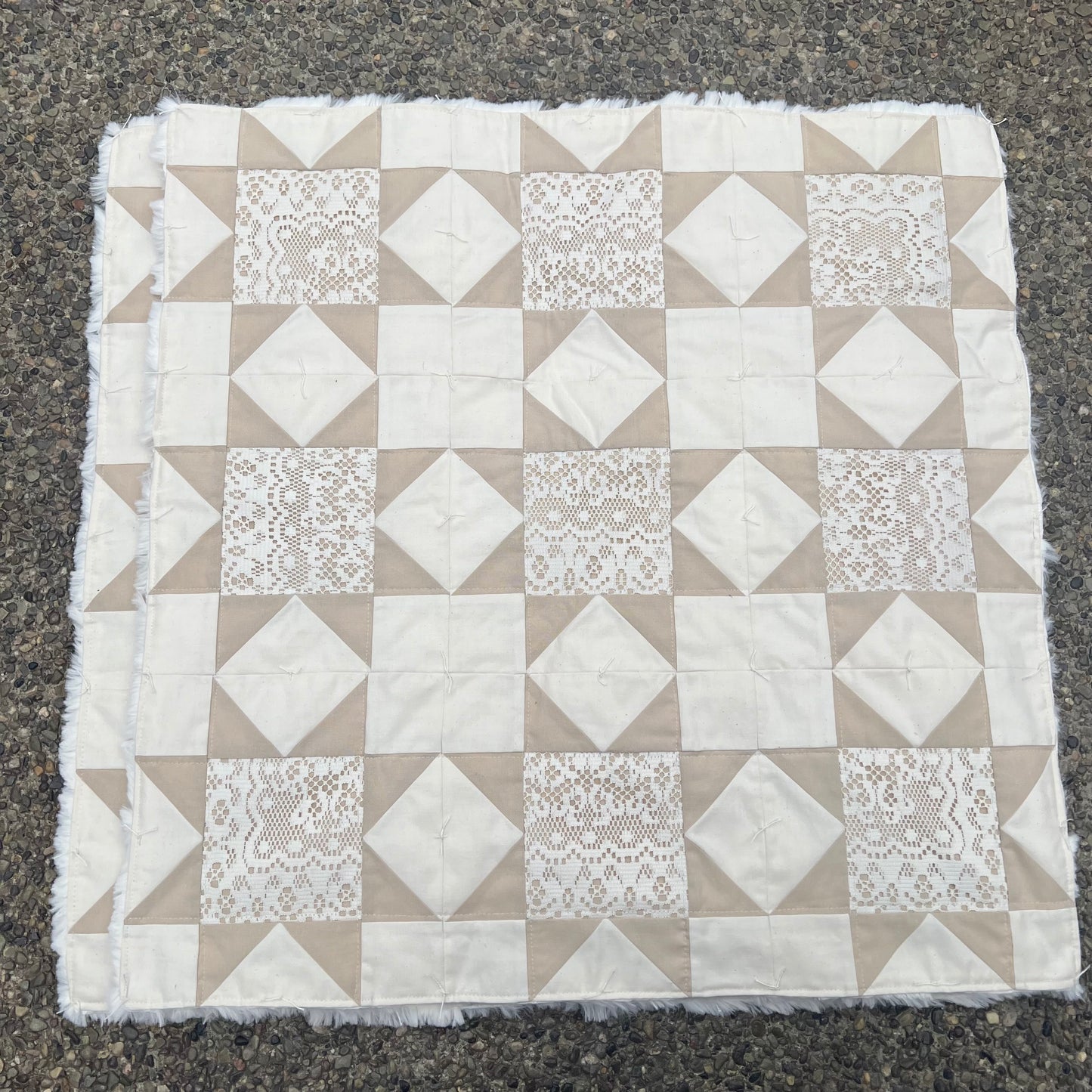 Vintage Lace Hand Tied Stroller Quilt