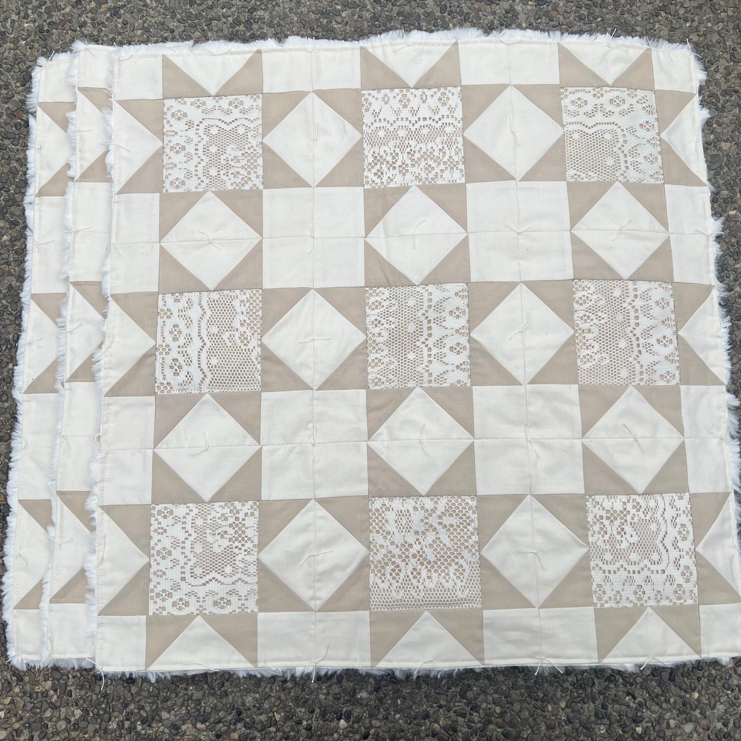 Vintage Lace Hand Tied Stroller Quilt