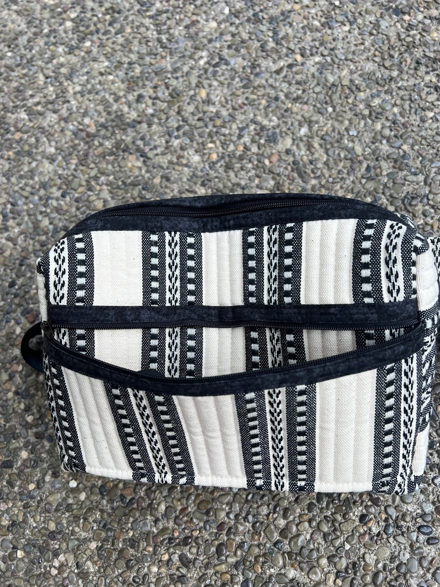 Black and Cream Quilted Belt Bag/Fanny Pack