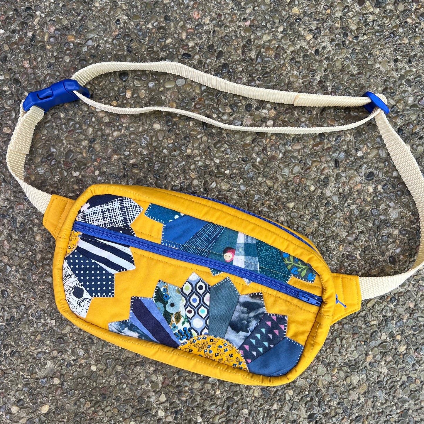 Mustard & Blue Dresden Quilted Belt Bag/Fanny Pack