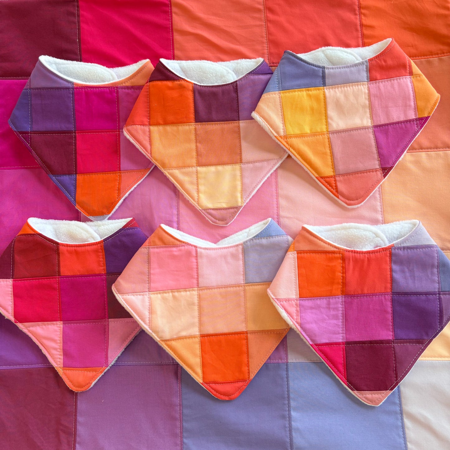 Warm Color Block Patchwork Bandana Bibs