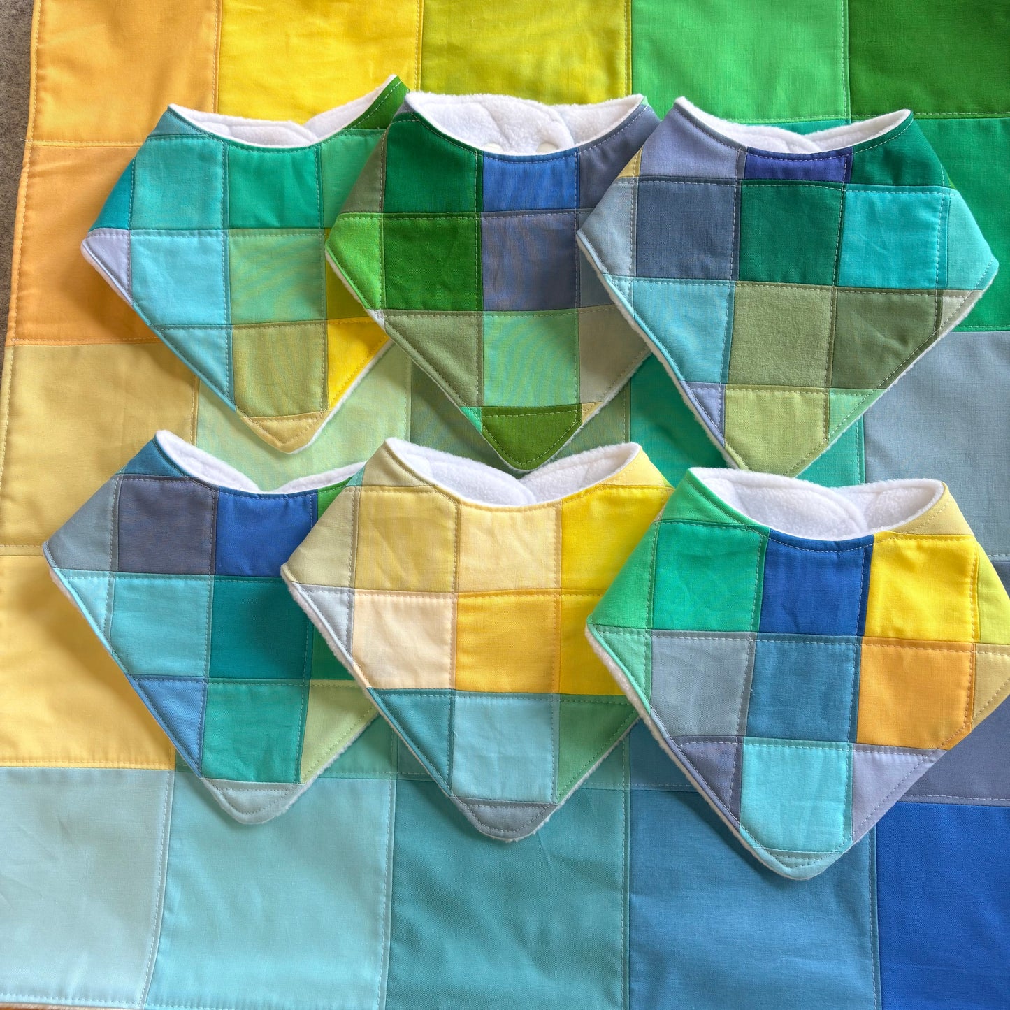 Cool Color Block Patchwork Bandana Bibs